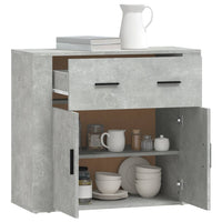 Credenza-Buffet-Armadio da cucina Grigio Cemento 80x33x70 cm in Legno Multistrato 601116