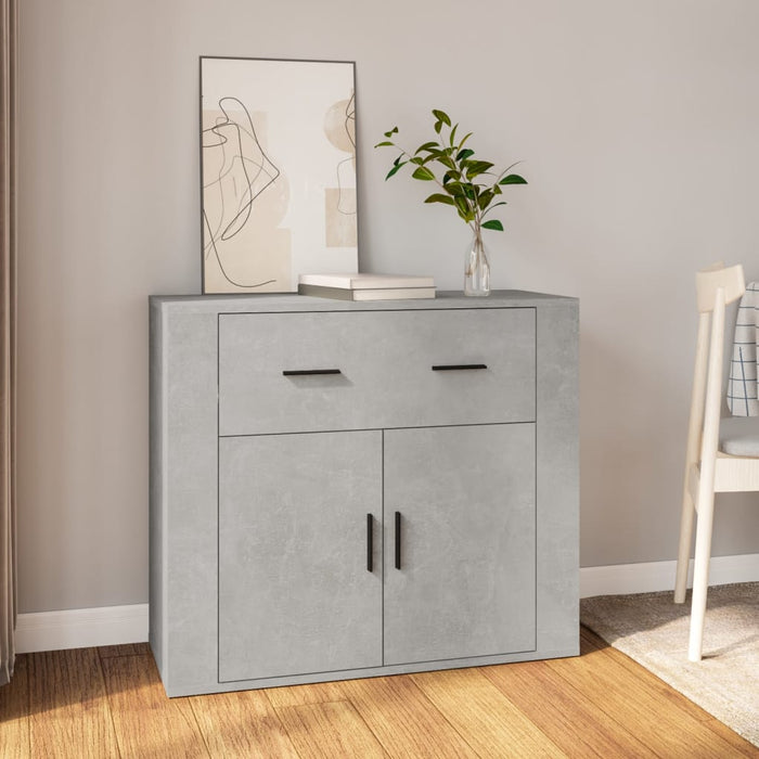 Credenza-Buffet-Armadio da cucina Grigio Cemento 80x33x70 cm in Legno Multistrato 601116