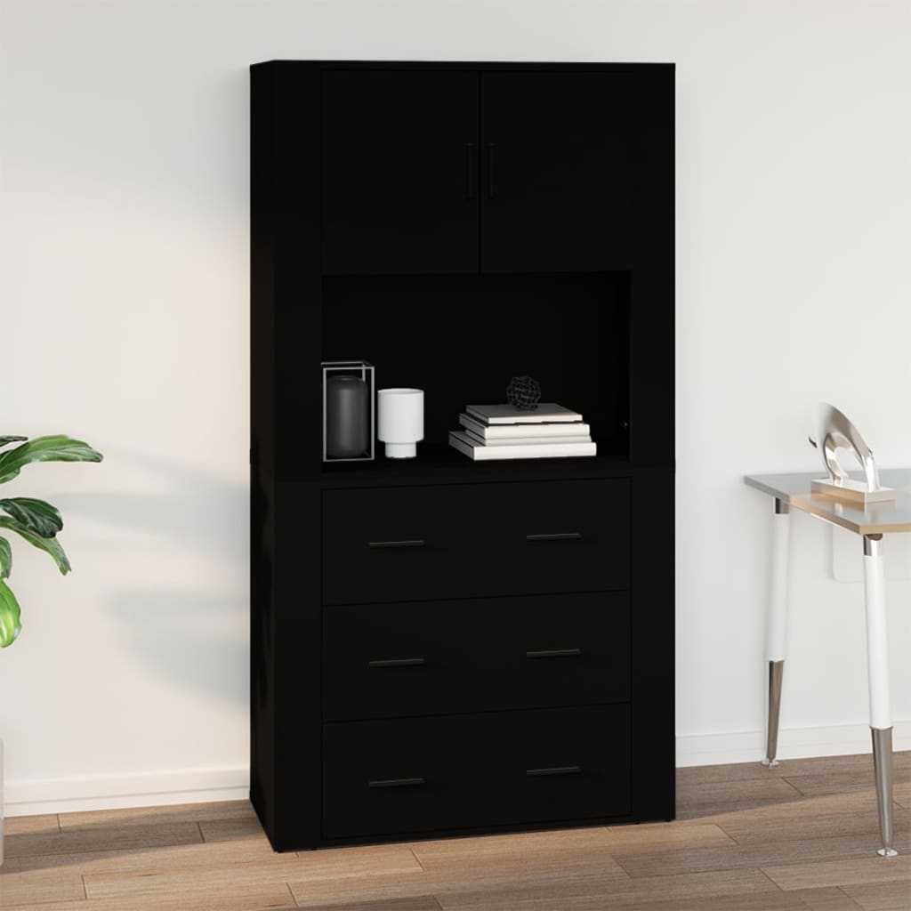 Mobile a Parete Nero 80x33x80 cm in Legno Multistrato 816585