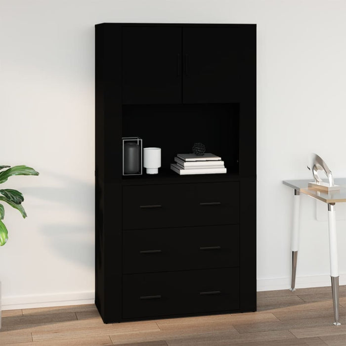 Mobile a Parete Nero 80x33x80 cm in Legno Multistrato 816585