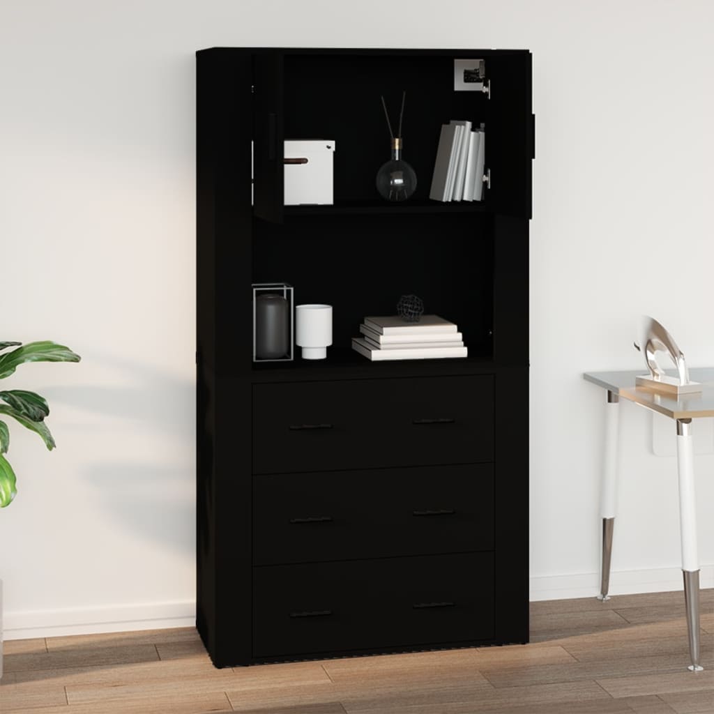 Mobile a Parete Nero 80x33x80 cm in Legno Multistrato 816585