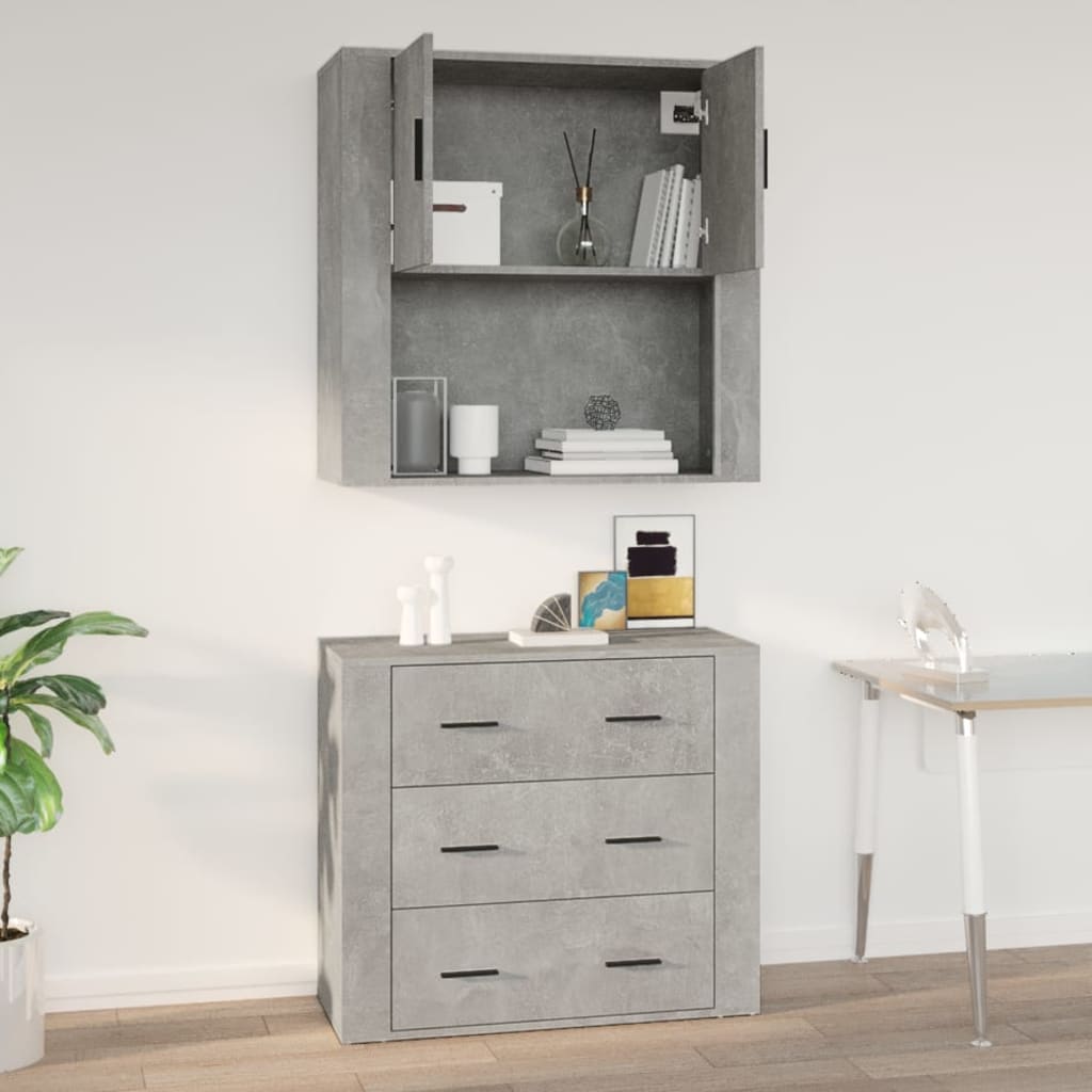 Mobile a Parete Grigio Cemento 80x33x80 cm in Legno Multistrato 816588