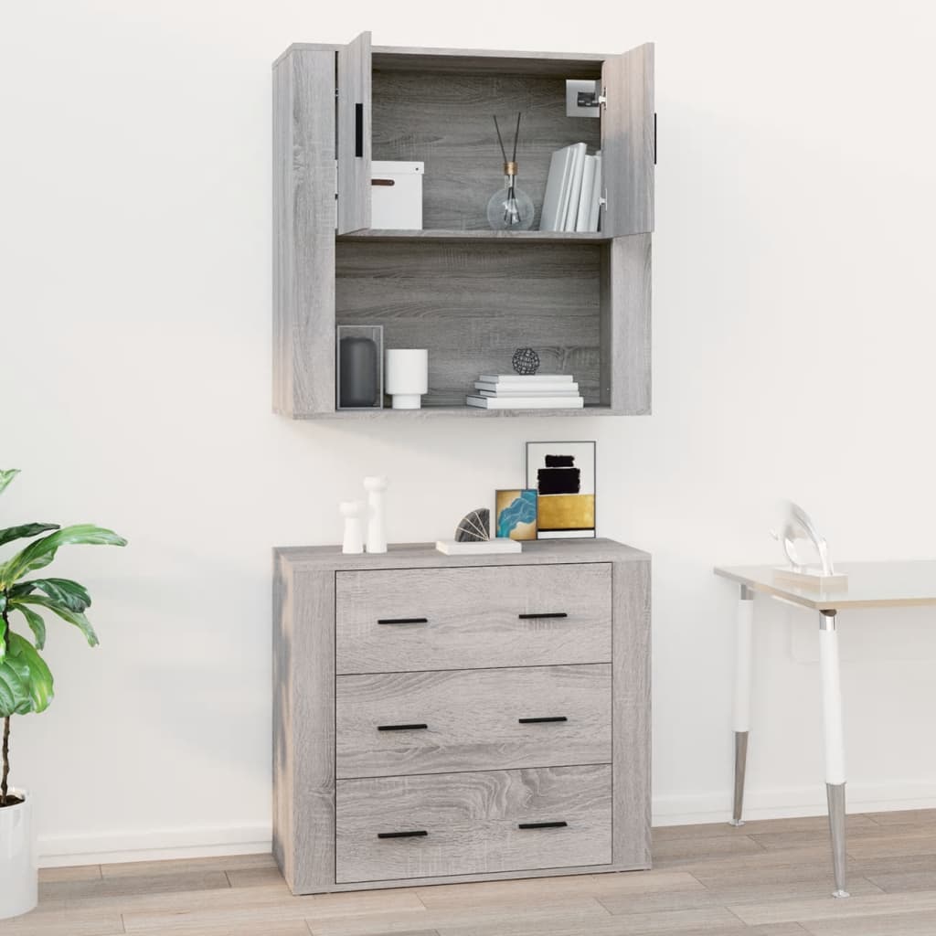 Mobile Pensile Grigio Sonoma 80x33x80 cm in Legno Multistrato 816590
