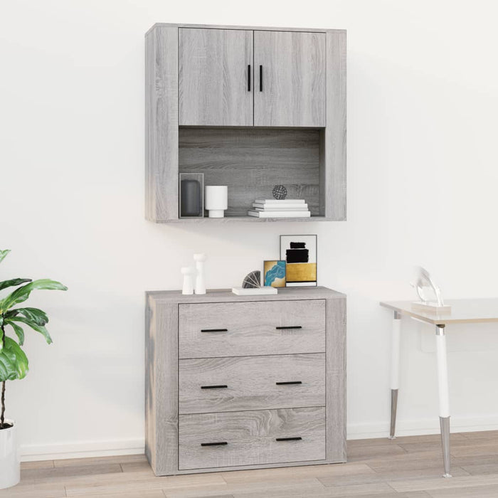 Mobile Pensile Grigio Sonoma 80x33x80 cm in Legno Multistrato 816590