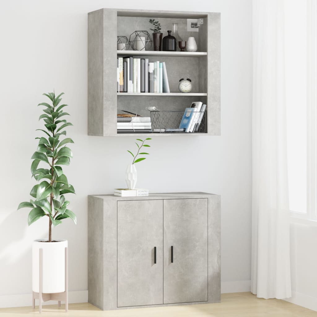 Mobile a Parete Grigio Cemento 80x33x80 cm in Legno Multistrato 816596