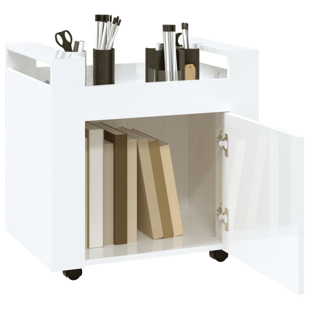 Carrello Scrivania bianco lucido 60x45x60 cm Legno Multistrato 816610