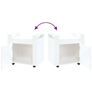 Carrello Scrivania bianco lucido 60x45x60 cm Legno Multistrato