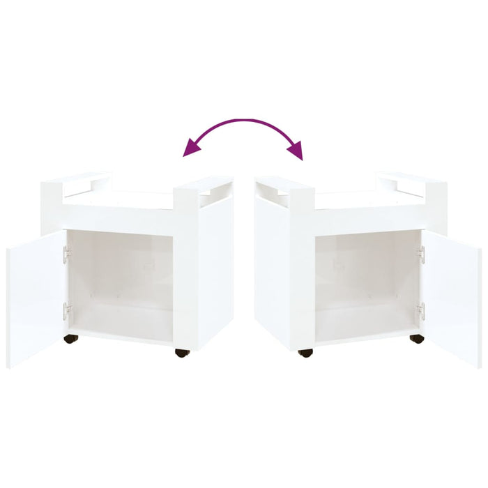 Carrello Scrivania bianco lucido 60x45x60 cm Legno Multistrato