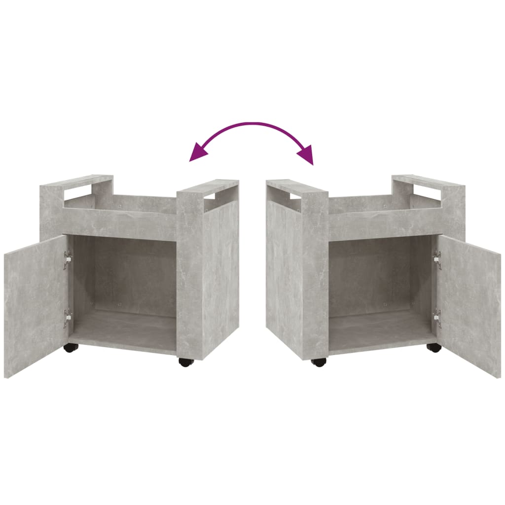 Carrello Scrivania Grigio cemento 60x45x60 cm Legno Multistrato