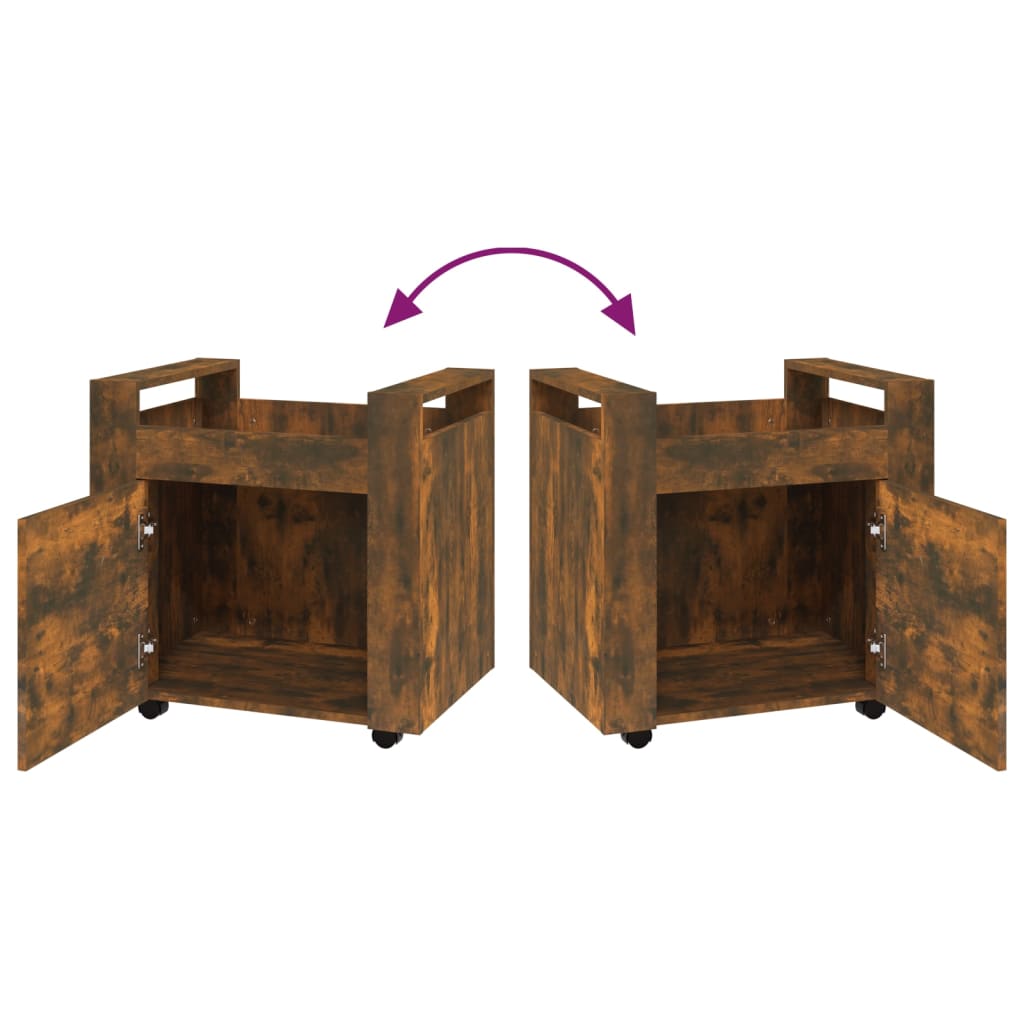 Carrello Scrivania rovere fumo 60x45x60 cm Legno Multistrato 816613