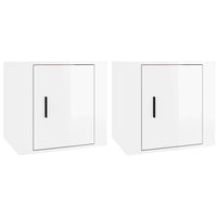 Comodini 2 pz-Set di 2 Tavolino da notte in Bianco Lucido 50x39x47 cm