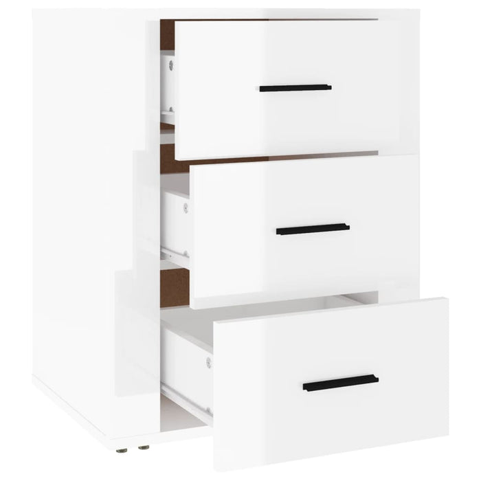Comodino Bianco Lucido 50x36x60 cm in Legno Multistrato cod mxl 31122