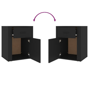 Comodino Nero 50x36x60 cm in Legno Multistrato 816721