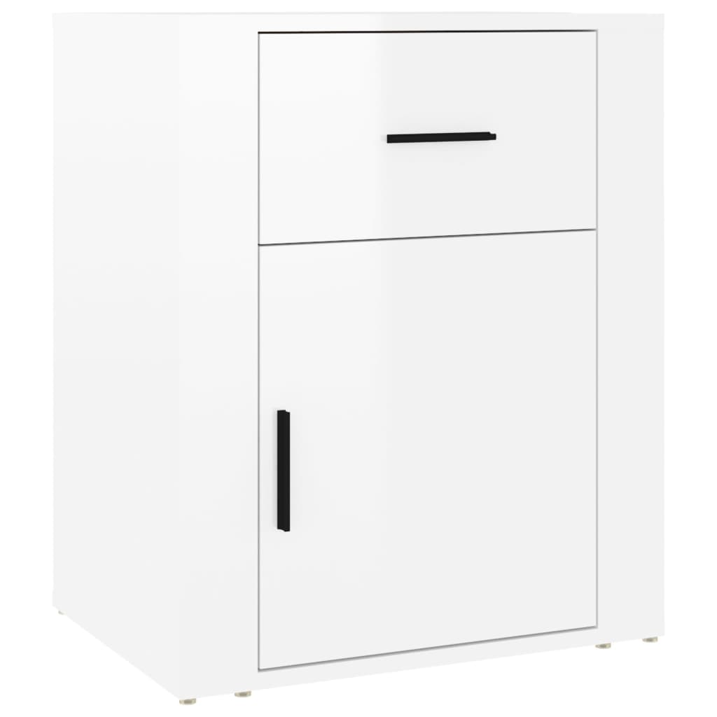 Comodino Bianco Lucido 50x36x60 cm in Legno Multistrato cod mxl 30340