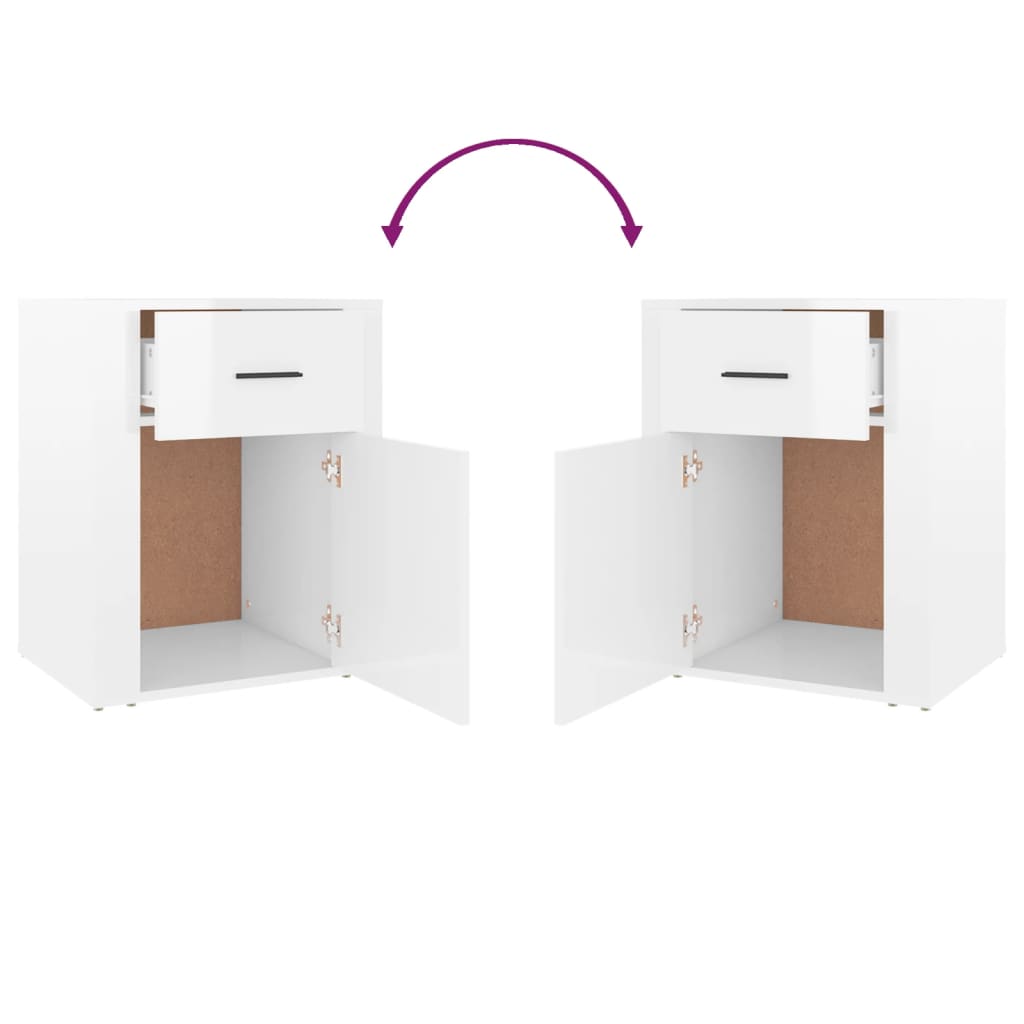 Comodino Bianco Lucido 50x36x60 cm in Legno Multistrato cod mxl 30340