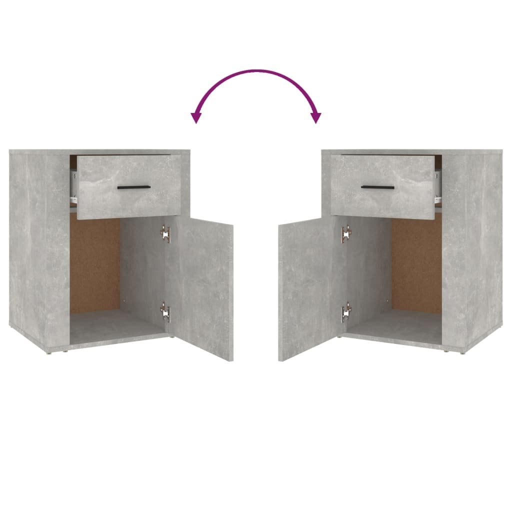 Comodino Grigio Cemento 50x36x60 cm in Legno Multistrato 816724