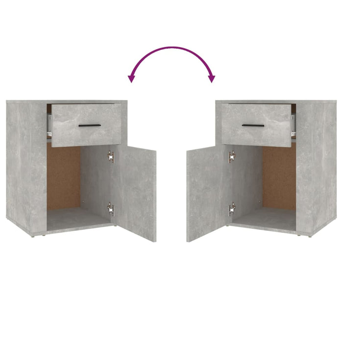 Comodino Grigio Cemento 50x36x60 cm in Legno Multistrato 816724