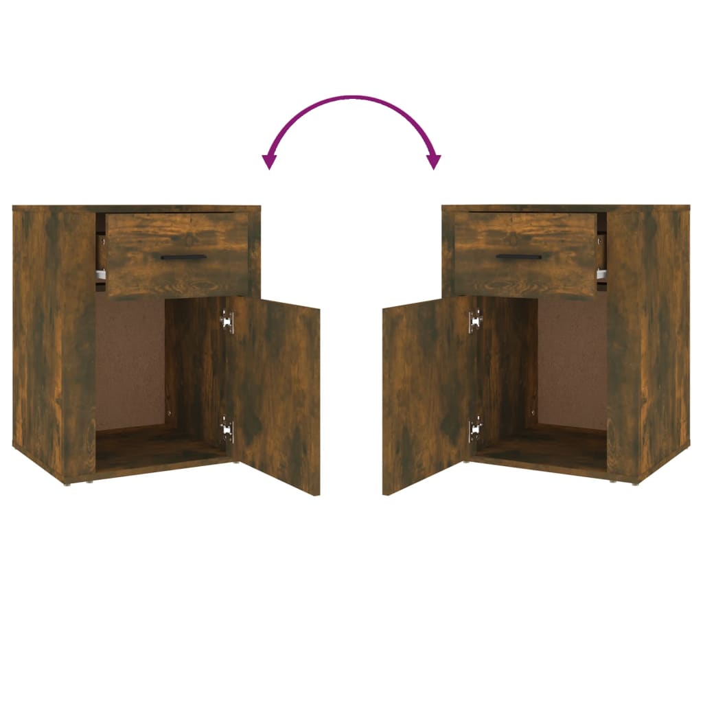 Comodino Rovere Fumo 50x36x60 cm Legno Multistrato 816725