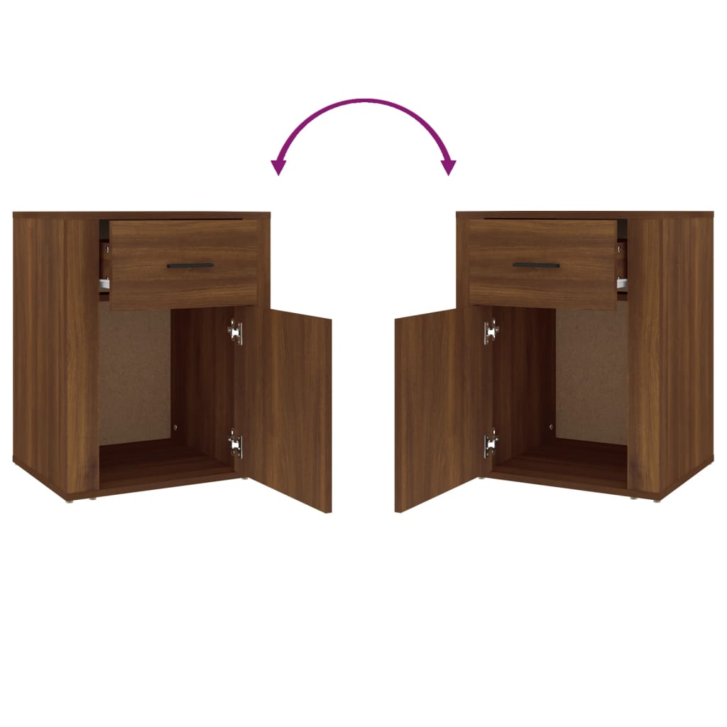 Comodino-Tavolino da notte Rovere Marrone 50x36x60 cm Legno Multistrato