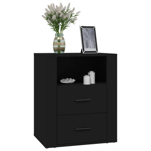 Comodino Nero 50x36x60 cm in Legno Multistrato cod mxl 30907