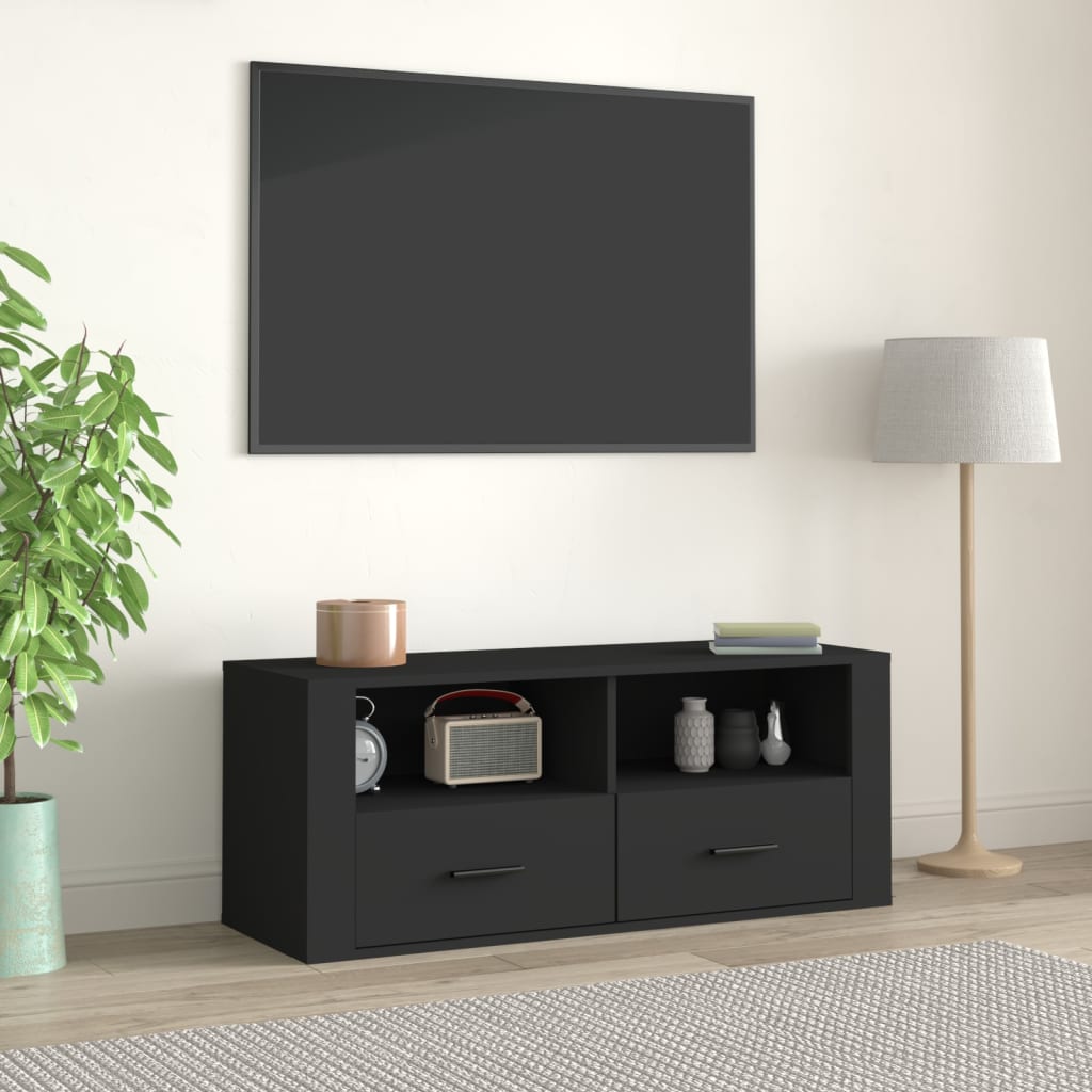 Mobile Porta TV Nero 100x35x40 cm in Legno Multistrato 816809