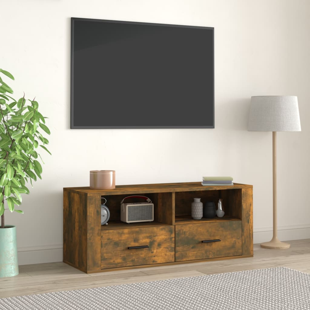 Mobile TV-Credenza per TV-Console TV Rovere Fumo 100x35x40 cm in Legno Multistrato 346381