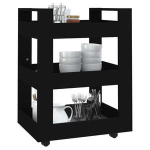 Carrello da Cucina Nero 60x45x80 cm in Legno Multistrato 816817
