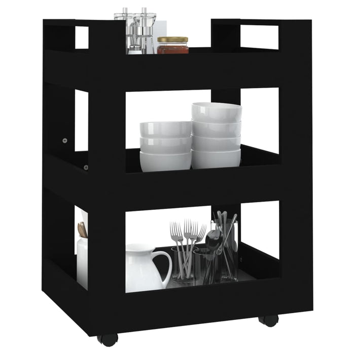Carrello da Cucina Nero 60x45x80 cm in Legno Multistrato 816817