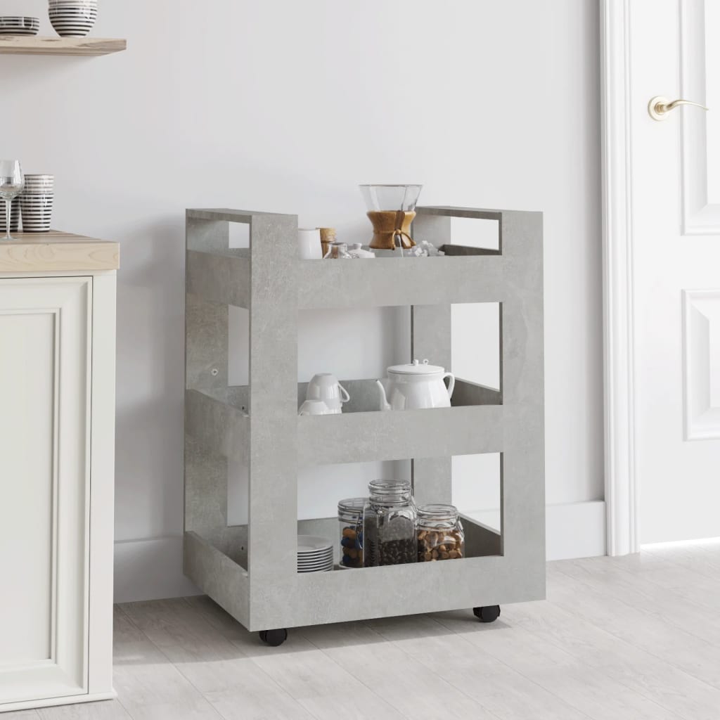 Carrello da Cucina-Scaffale per Cucina Grigio cemento 60x45x80 cm Legno Multistrato 853845