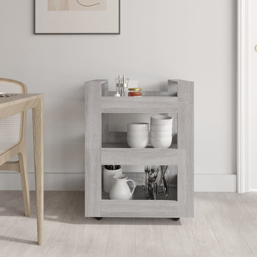 Carrello da Cucina Grigio Sonoma 60x45x80 cm Legno Multistrato 816822