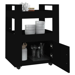 Carrello da Cucina Nero 60x45x80 cm in Legno Multistrato 816825