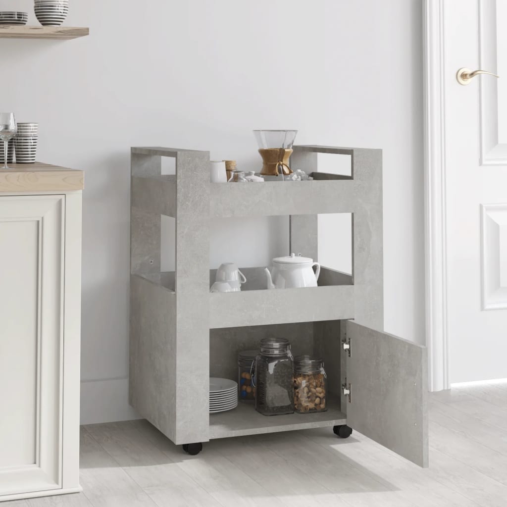 Carrello da Cucina Grigio cemento 60x45x80 cm Legno Multistrato cod mxl 69933