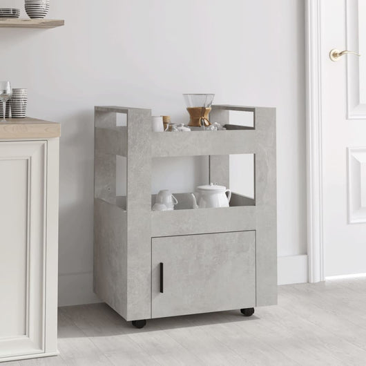 Carrello da Cucina-Scaffale per Cucina Grigio cemento 60x45x80 cm Legno Multistrato 117879