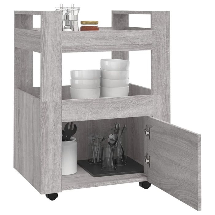 Carrello da Cucina Grigio Sonoma 60x45x80 cm Legno Multistrato cod mxl 61102