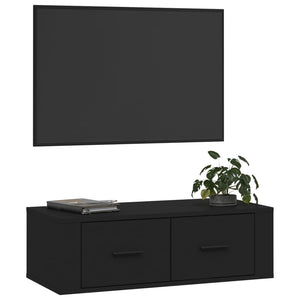 Mobile Porta TV Sospeso Nero 80x36x25 cm in Legno Multistrato 816833