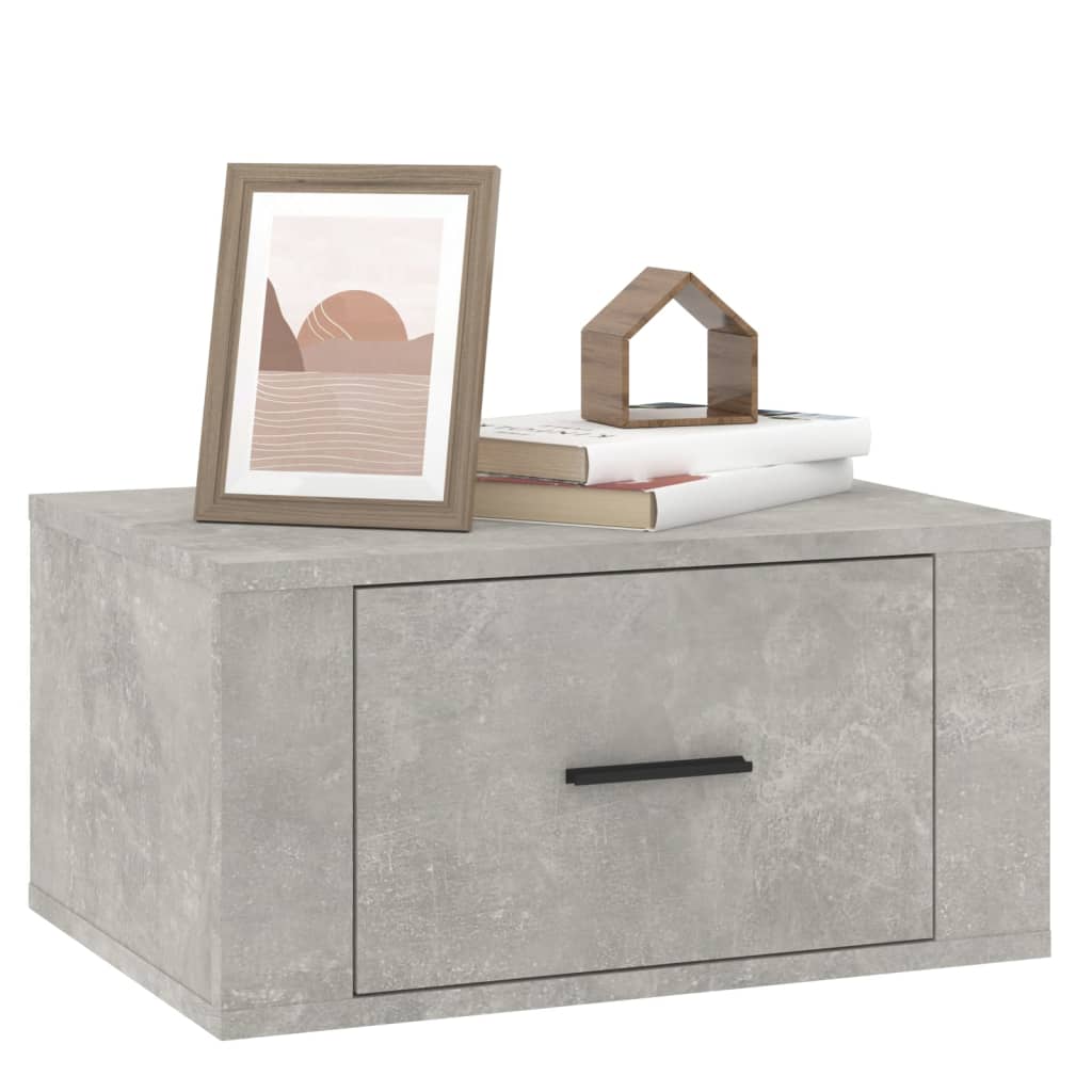 Comodino a Muro Grigio Cemento 50x36x25 cm 816848