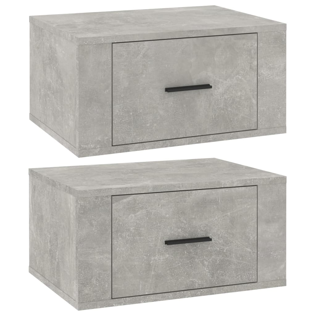 Comodini a Muro 2 pz-Set di 2 Tavolino da notte Grigio Cemento 50x36x25 cm