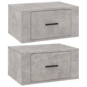 Comodini a Muro 2 pz-Set di 2 Tavolino da notte Grigio Cemento 50x36x25 cm