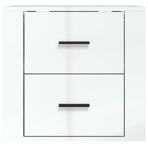 Comodino a Muro-Tavolino da notte sospeso Bianco Lucido 50x36x47 cm