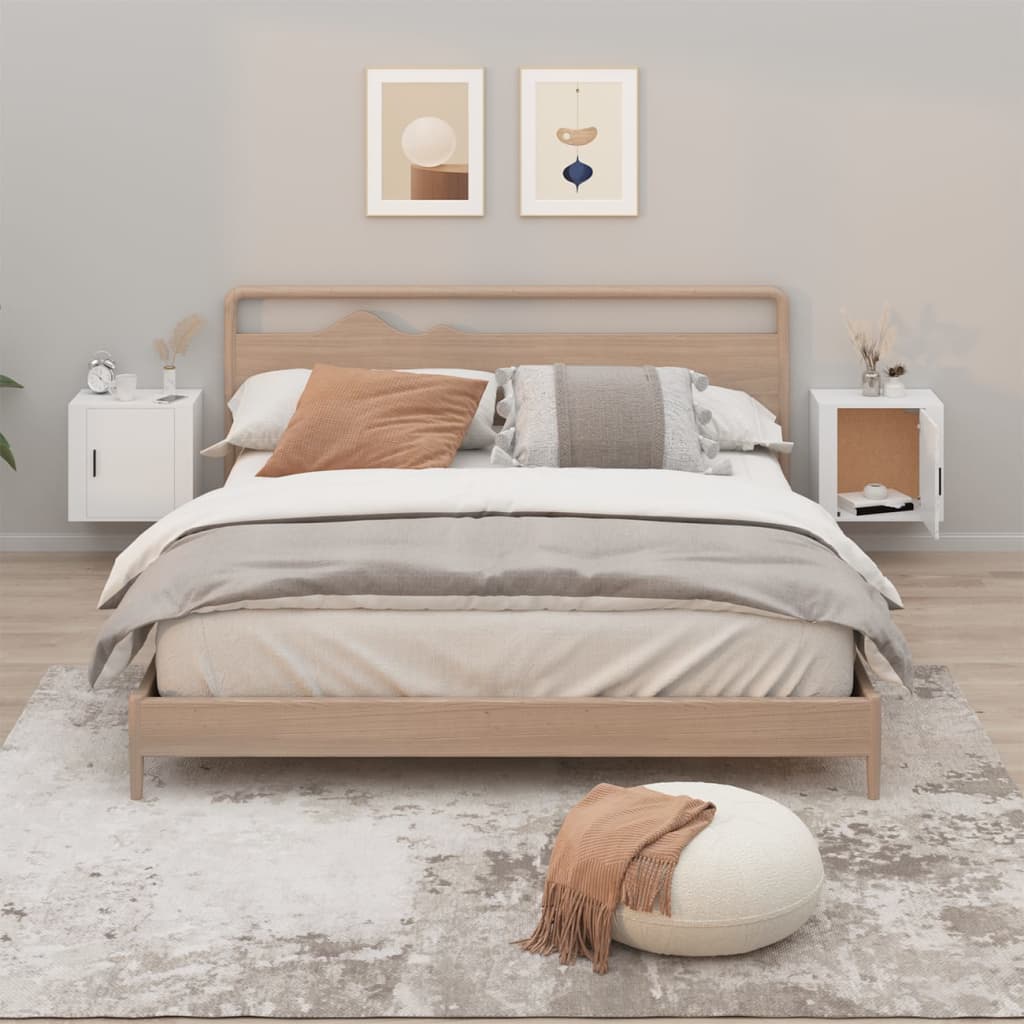 Comodini a Muro 2 pz Bianchi 50x36x47 cm 816865