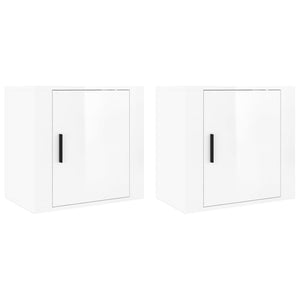 Comodini a Muro 2 pz-Set di 2 Tavolino da notte Bianco Lucido 50x30x47 cm