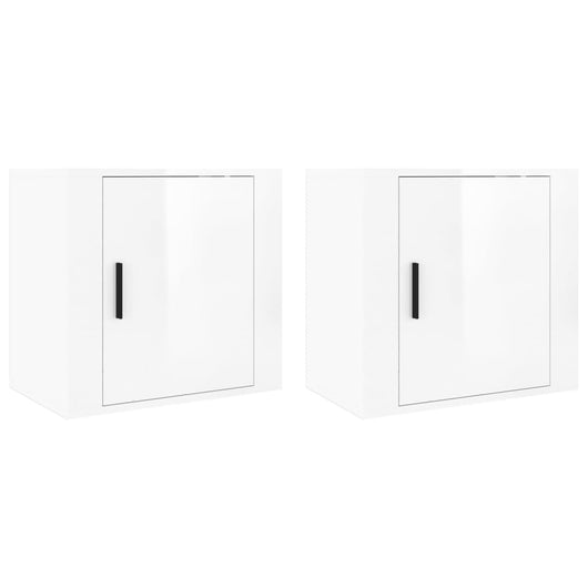 Comodini a Muro 2 pz Bianco Lucido 50x30x47 cm 816869