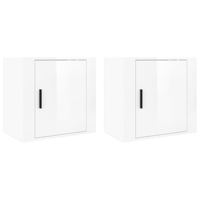 Comodini a Muro 2 pz Bianco Lucido 50x30x47 cm 816869