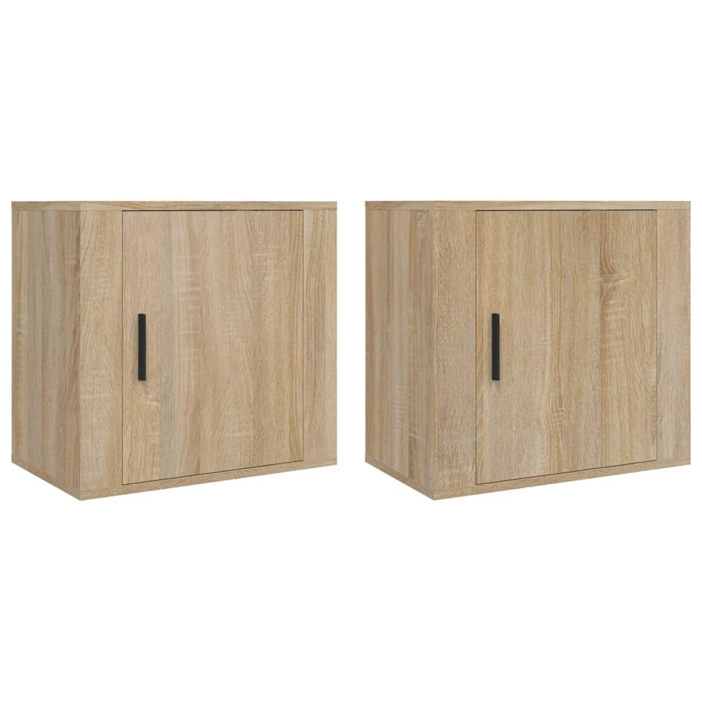 Comodini a Muro 2 pz-Set di 2 Tavolino da notte Rovere Sonoma 50x30x47 cm