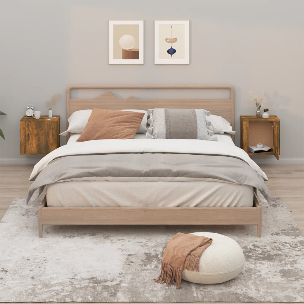 Comodini a Muro 2 pz Rovere Fumo 50x30x47 cm 816875