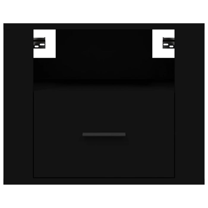 Comodino a Muro-Tavolino da notte sospeso Nero 50x36x40 cm 379276