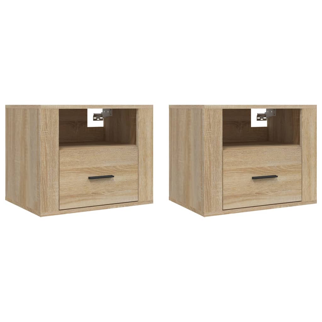 Comodini a Muro 2 pz-Set di 2 Tavolino da notte Rovere Sonoma 50x36x40 cm
