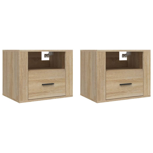 Comodini a Muro 2 pz-Set di 2 Tavolino da notte Rovere Sonoma 50x36x40 cm