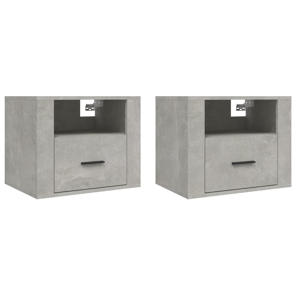 Comodini a Muro 2 pz-Set di 2 Tavolino da notte Grigio Cemento 50x36x40 cm