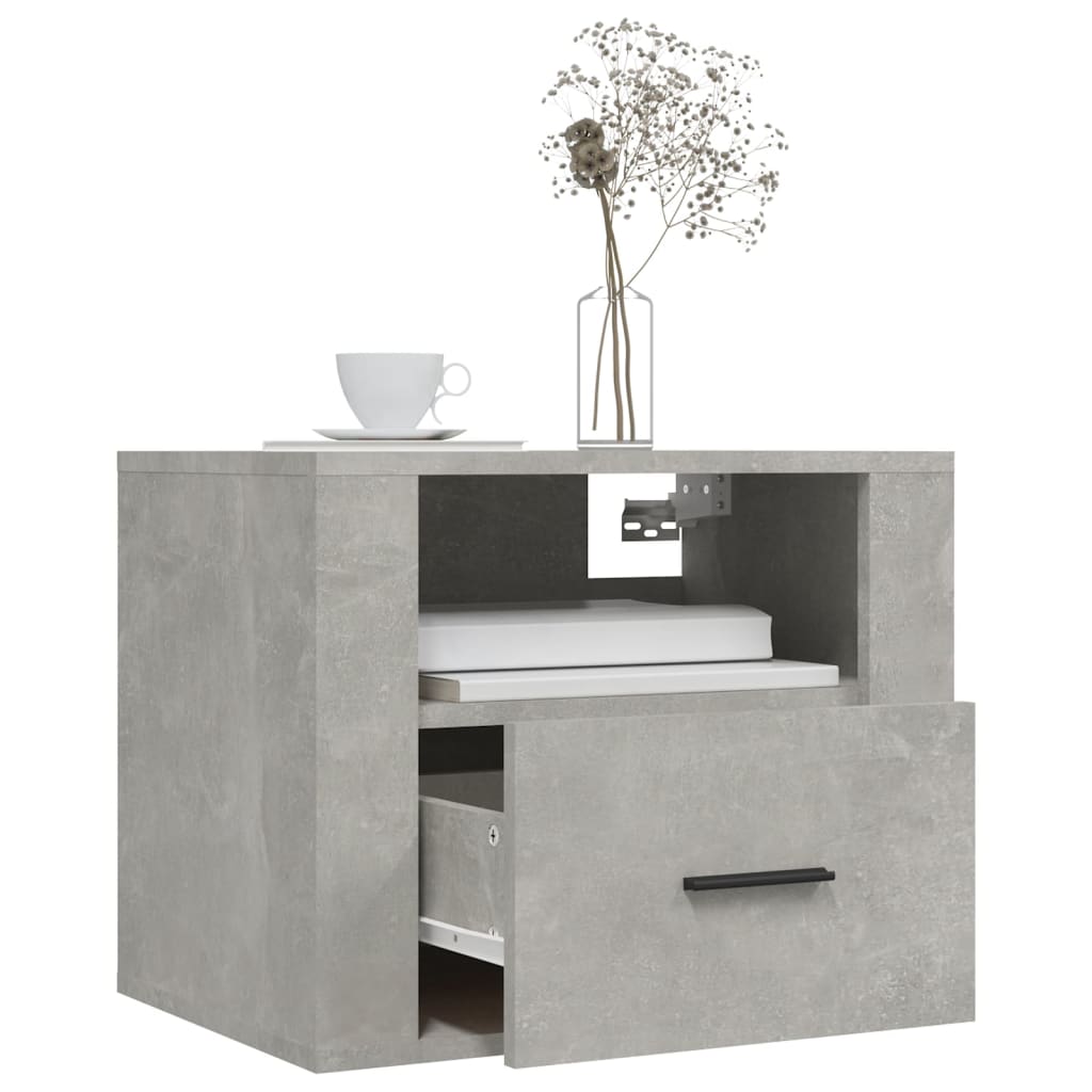 Comodini a Muro 2 pz Grigio Cemento 50x36x40 cm 816889